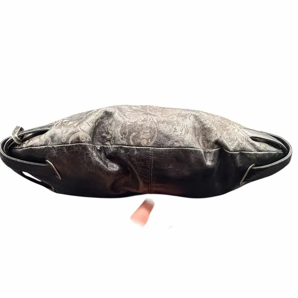 HOBO International Paisley Leather Hobo Shoulder Bag Y2K Boho
